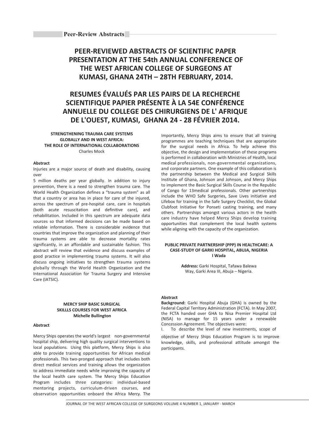 Peer-Review Abstracts