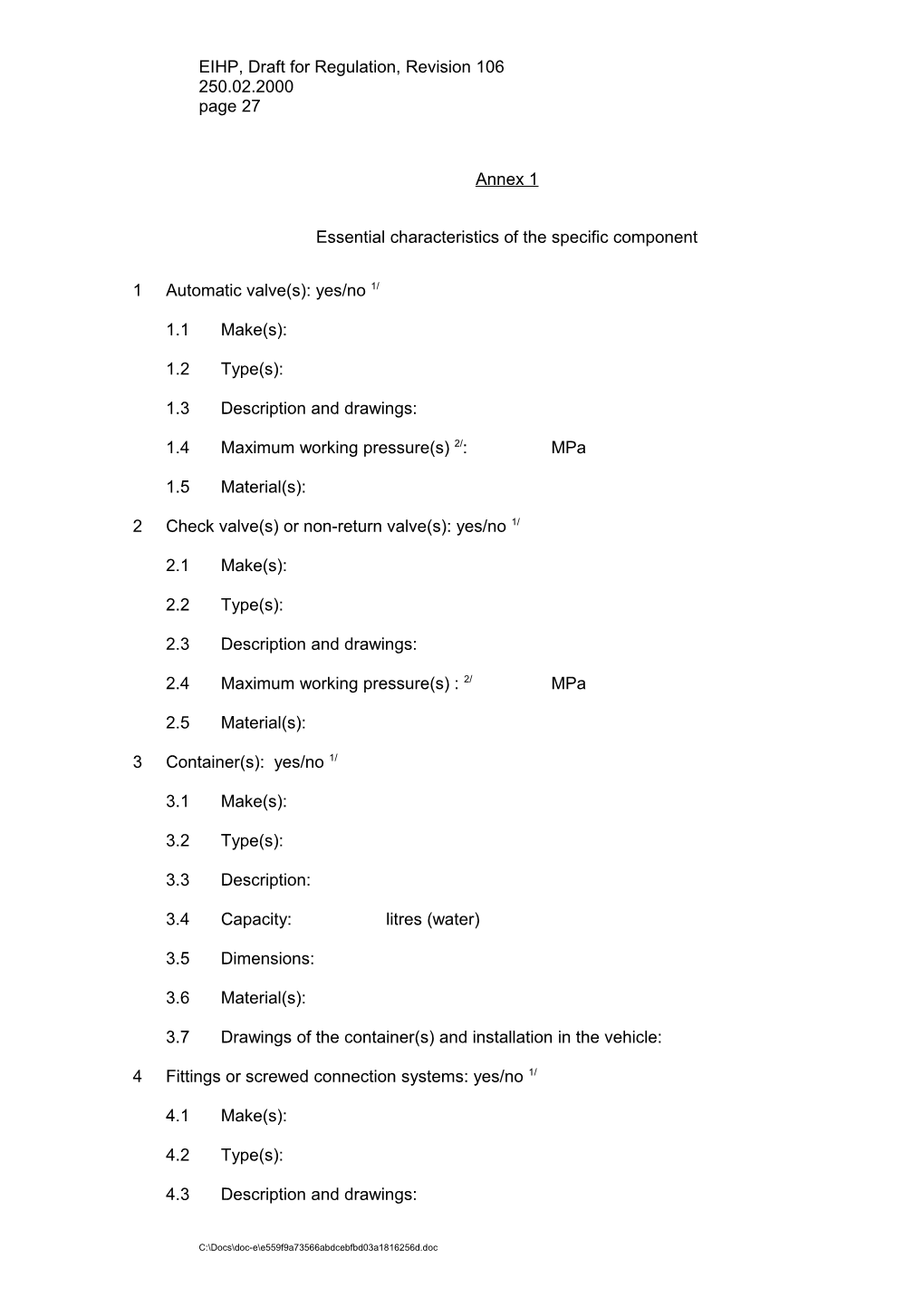 EIHP, Draft for Regulation, Revision 1065