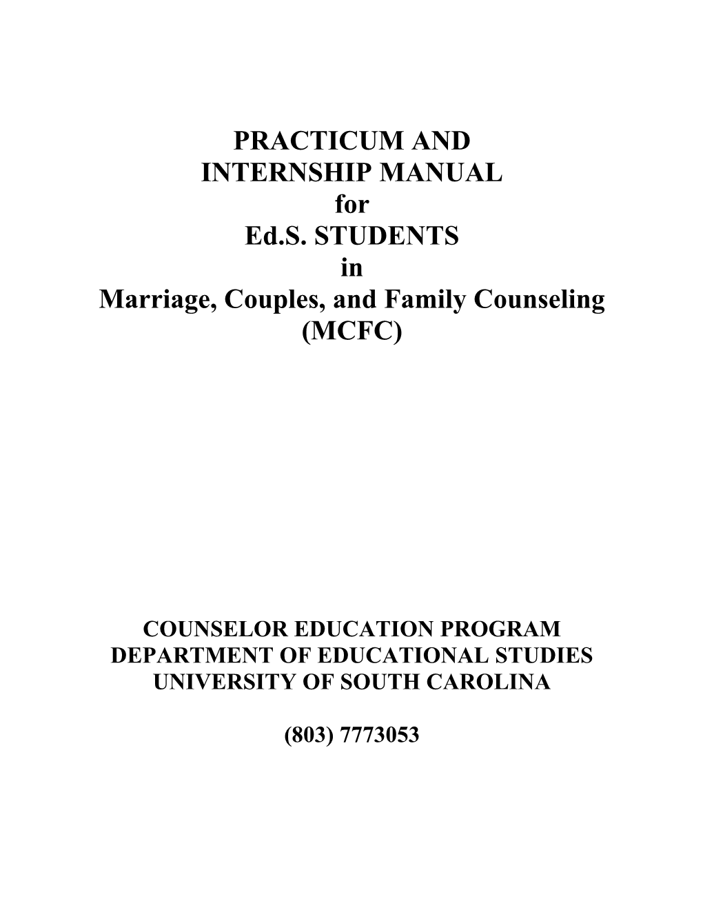 Marriage, Couples, and Family Counseling (MCFC)