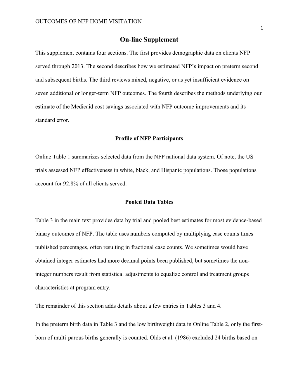 Outcomes of Nfp Home Visitation 1