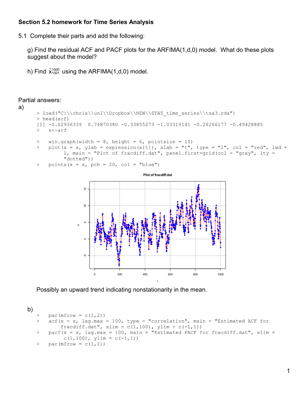 Section 5.2 Homework for Time Series Analysis