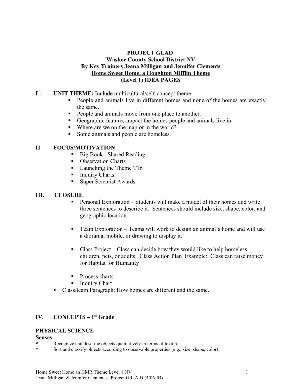 PROJECT GLAD Fountain Valley School District the WOLF THROUGH LITERATURE (Level K) IDEA PAGES