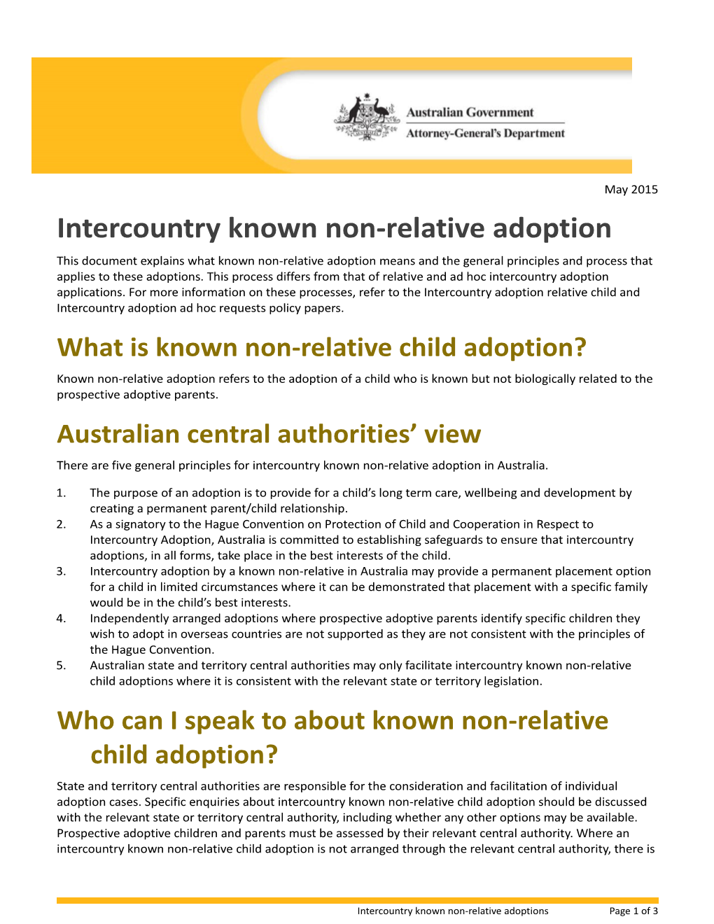 Intercountry Known Non-Relative Adoption