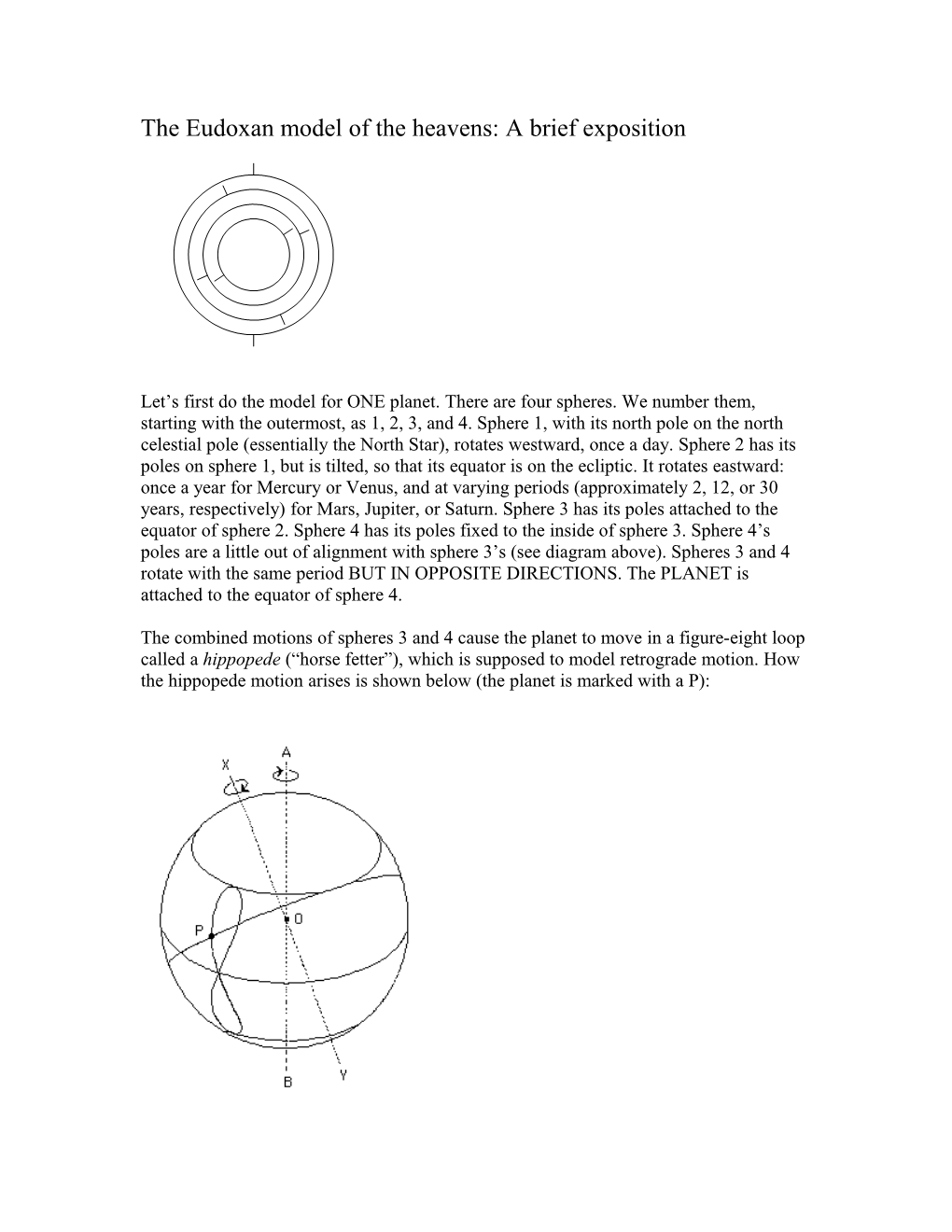 A Diagram of the Eudoxean Model for ONE Planet