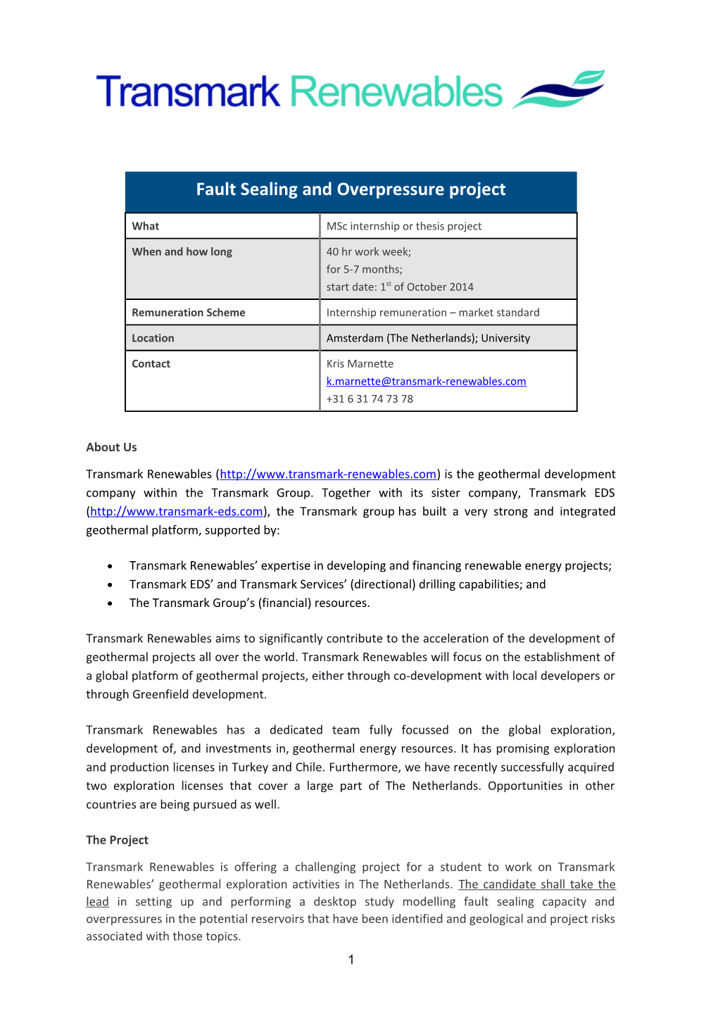 Transmark Renewables ( Is the Geothermal Development Company Within the Transmark Group