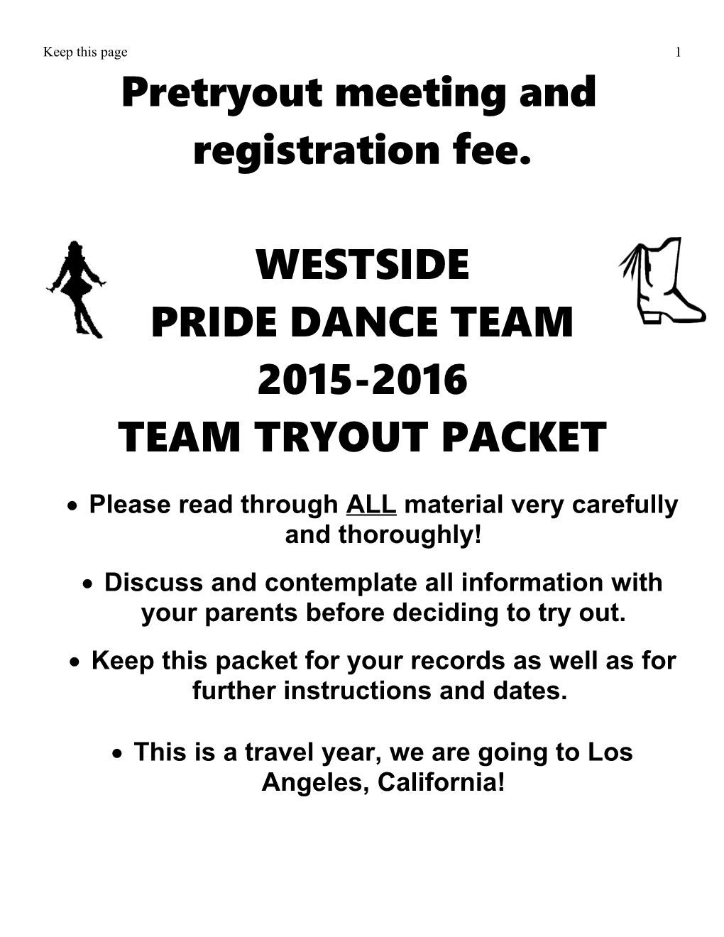Pride Dance Team Tryout Information and Guidelines