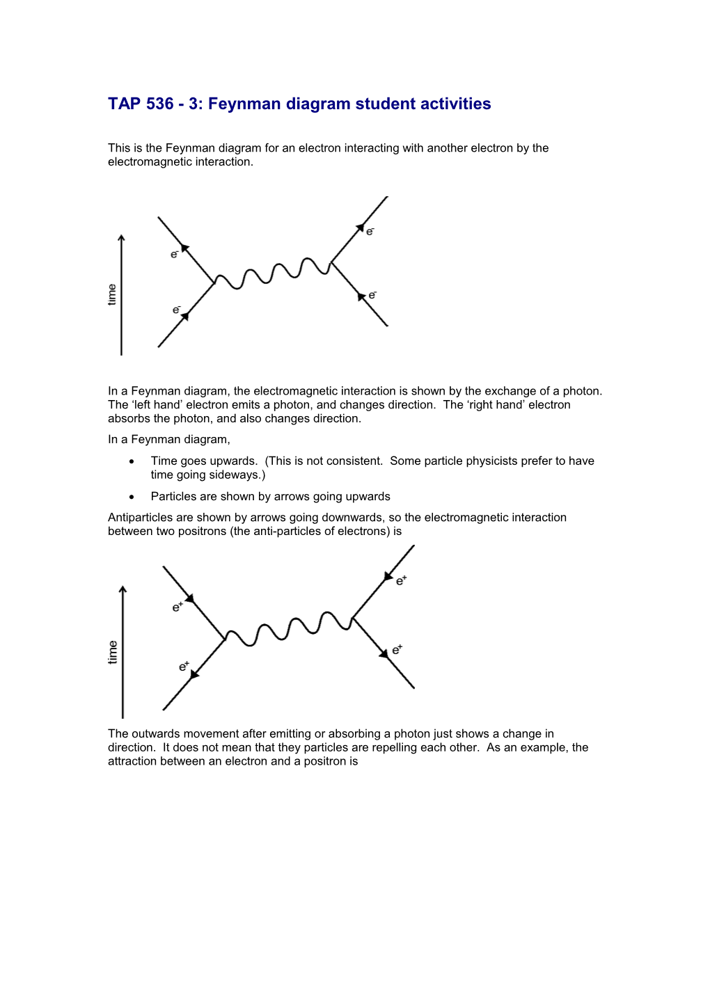 TAP 536- 6: Feynman Diagram Student Activities