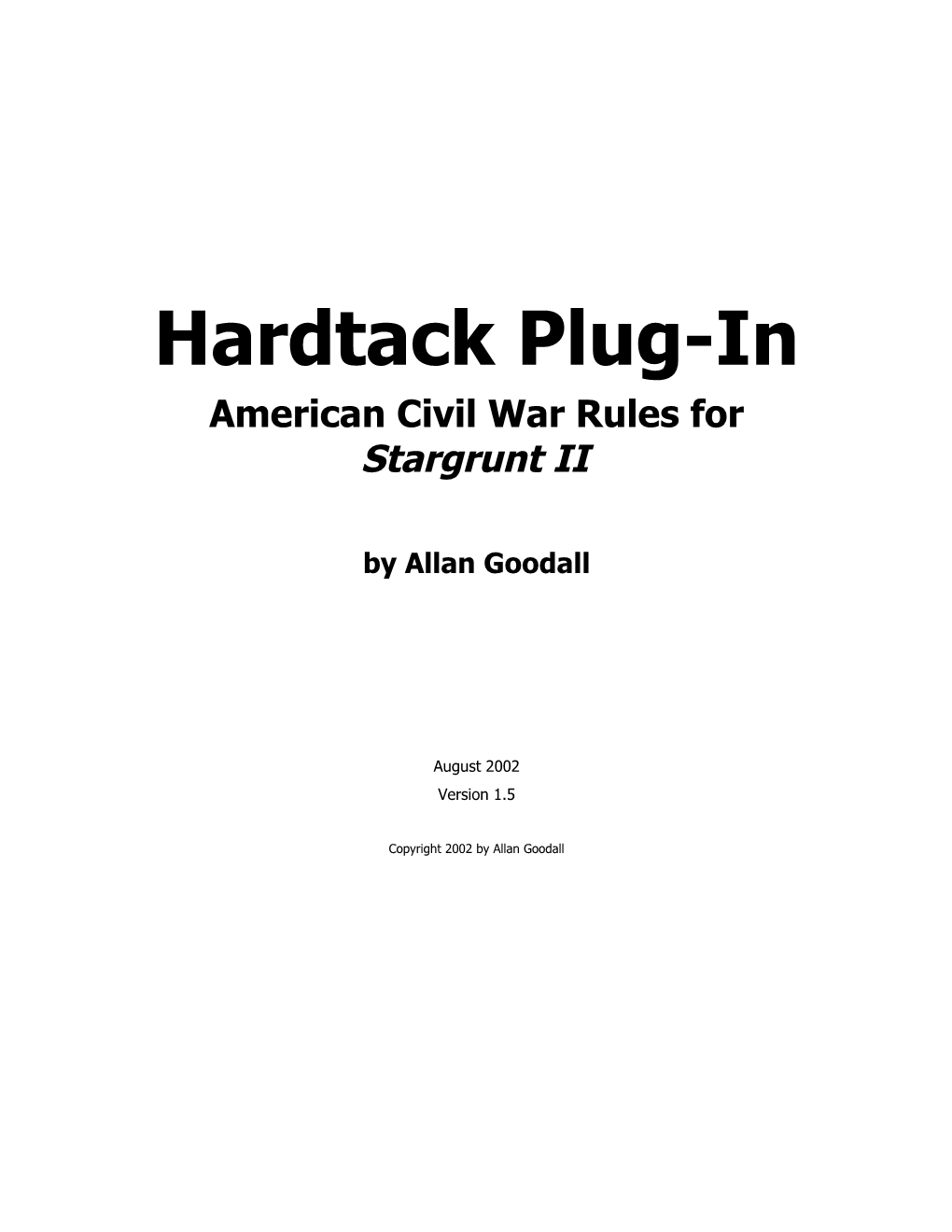 Hardtack Plug-In American Civil War Rules for Stargrunt II