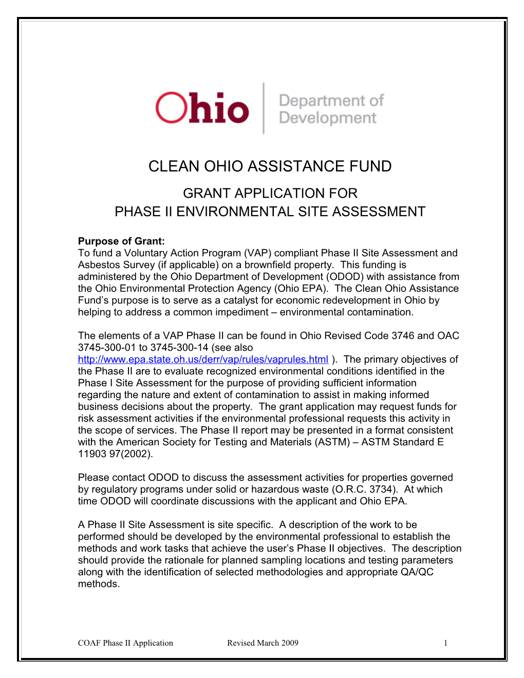 Clean Ohio Assistance Fund