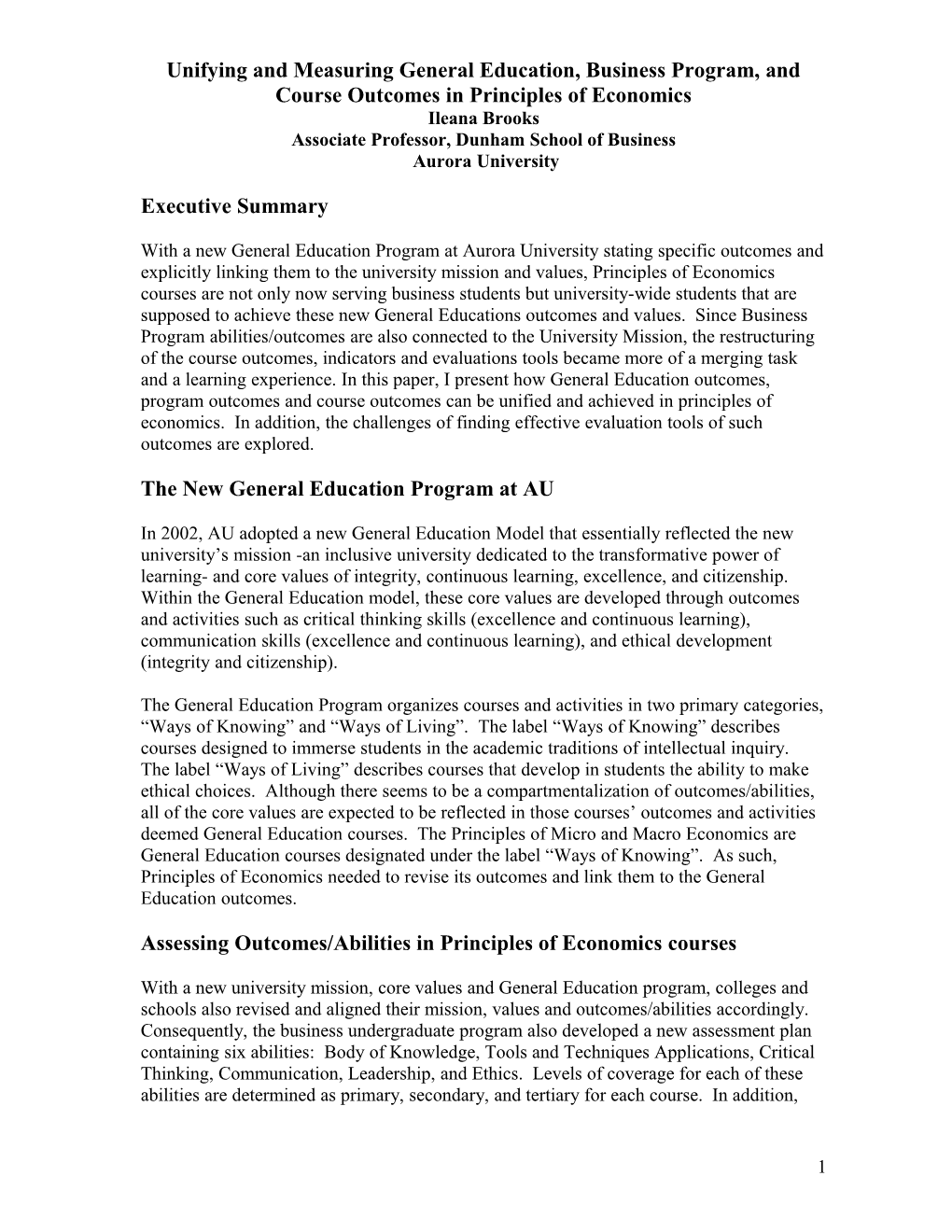 Unifying and Measuring General Education, Program, and Course Outcomes