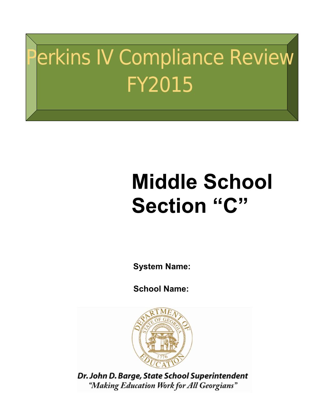 CTAE Perkins Compliance Review