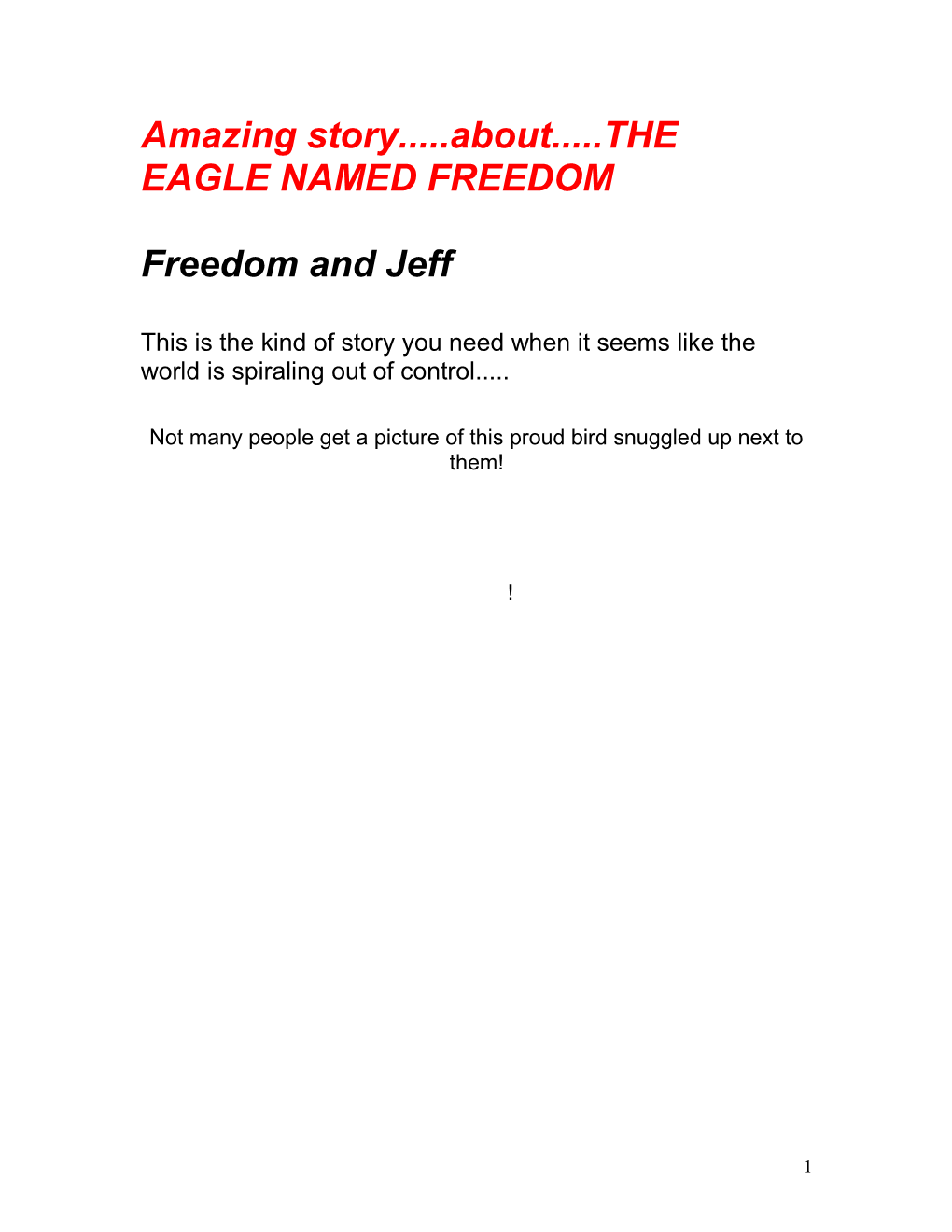 Amazing Story About the EAGLE NAMED FREEDOM