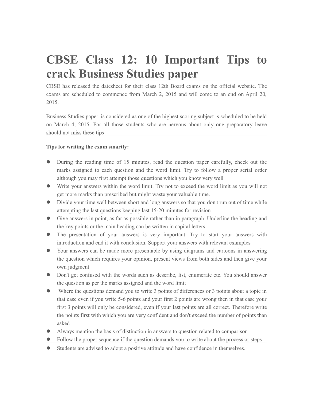 CBSE Class 12: 10 Important Tips to Crack Business Studies Paper