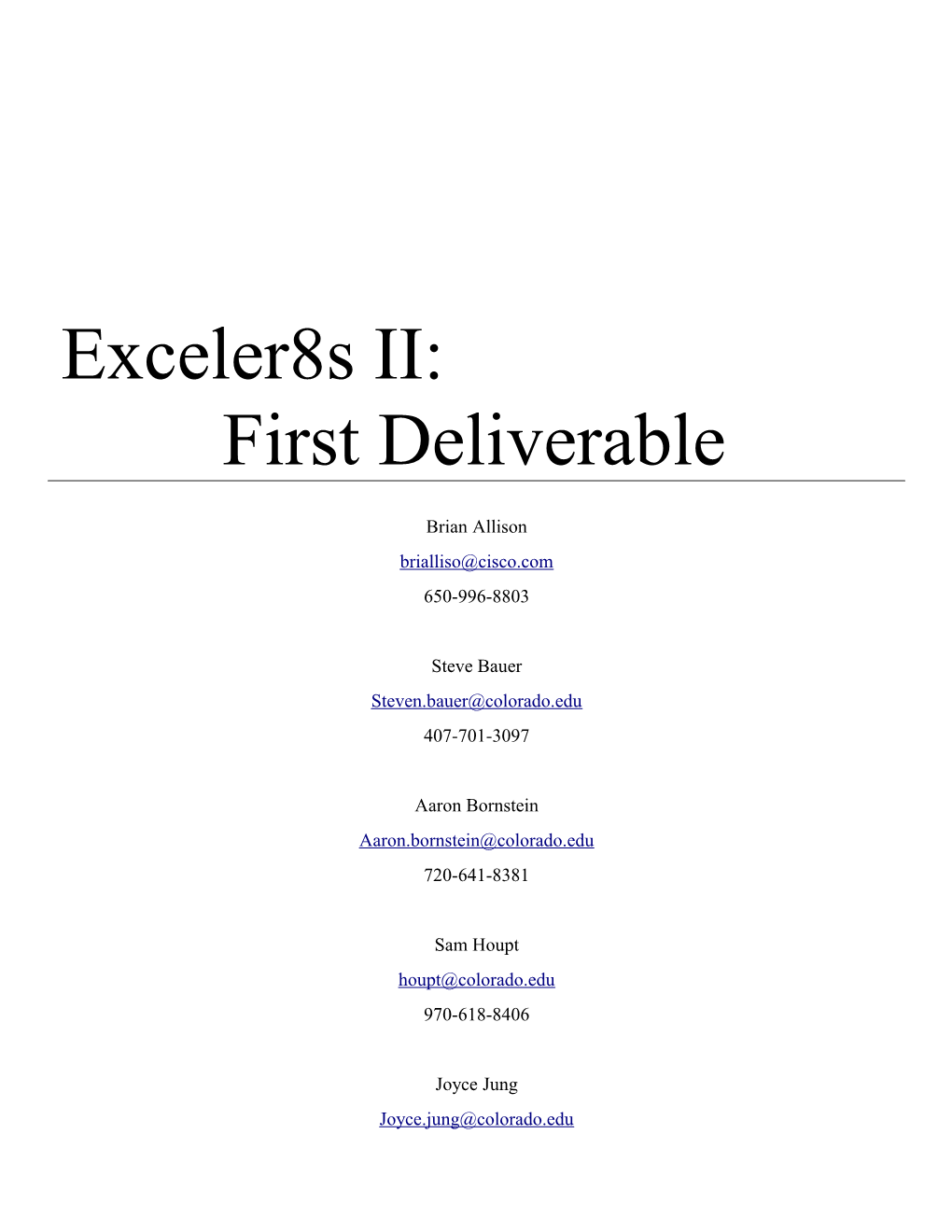 Exceler8s II: Project Charter