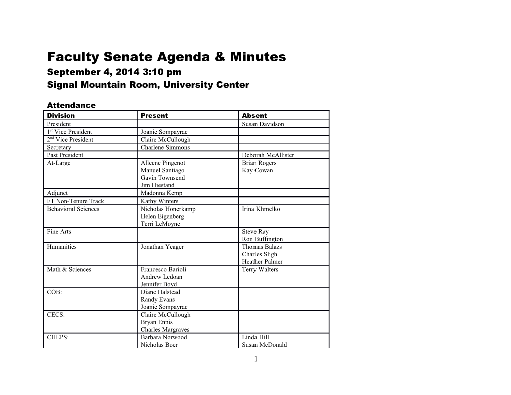 Faculty Senate Agenda & Minutes