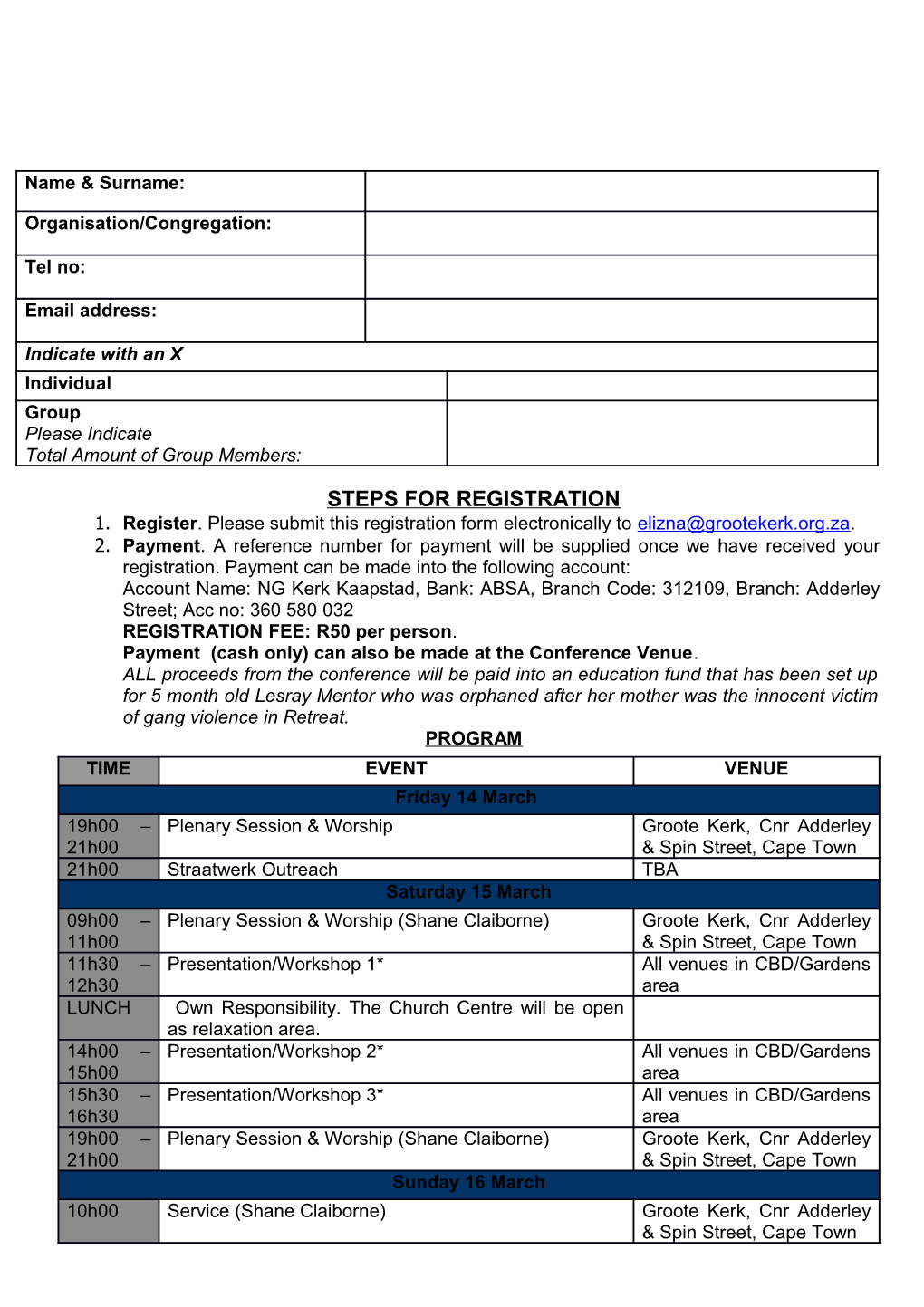 Steps for Registration