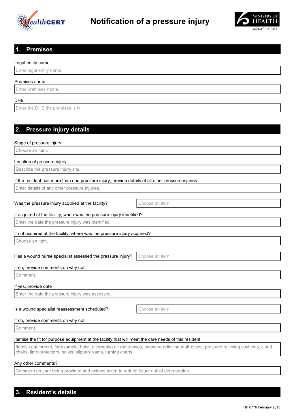 Notification of a Pressure Injury