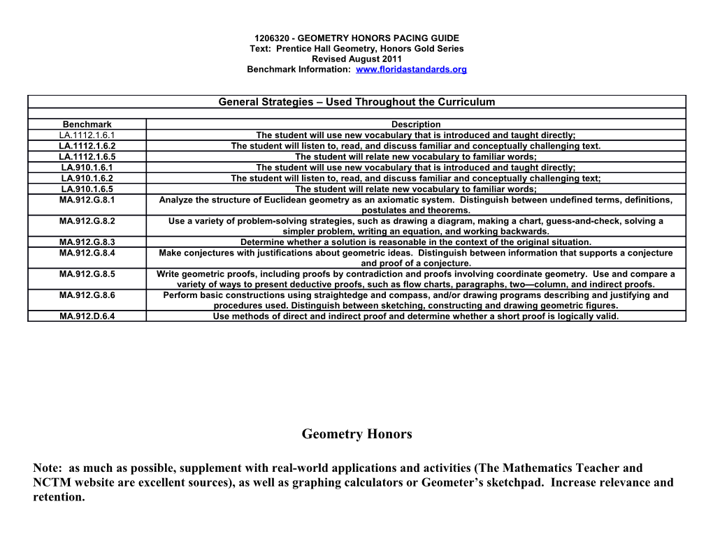 Text: Prentice Hall Geometry, Honors Gold Series