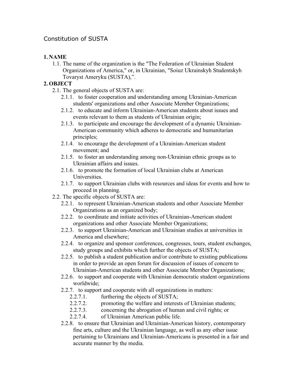 Constitution of SUSTA