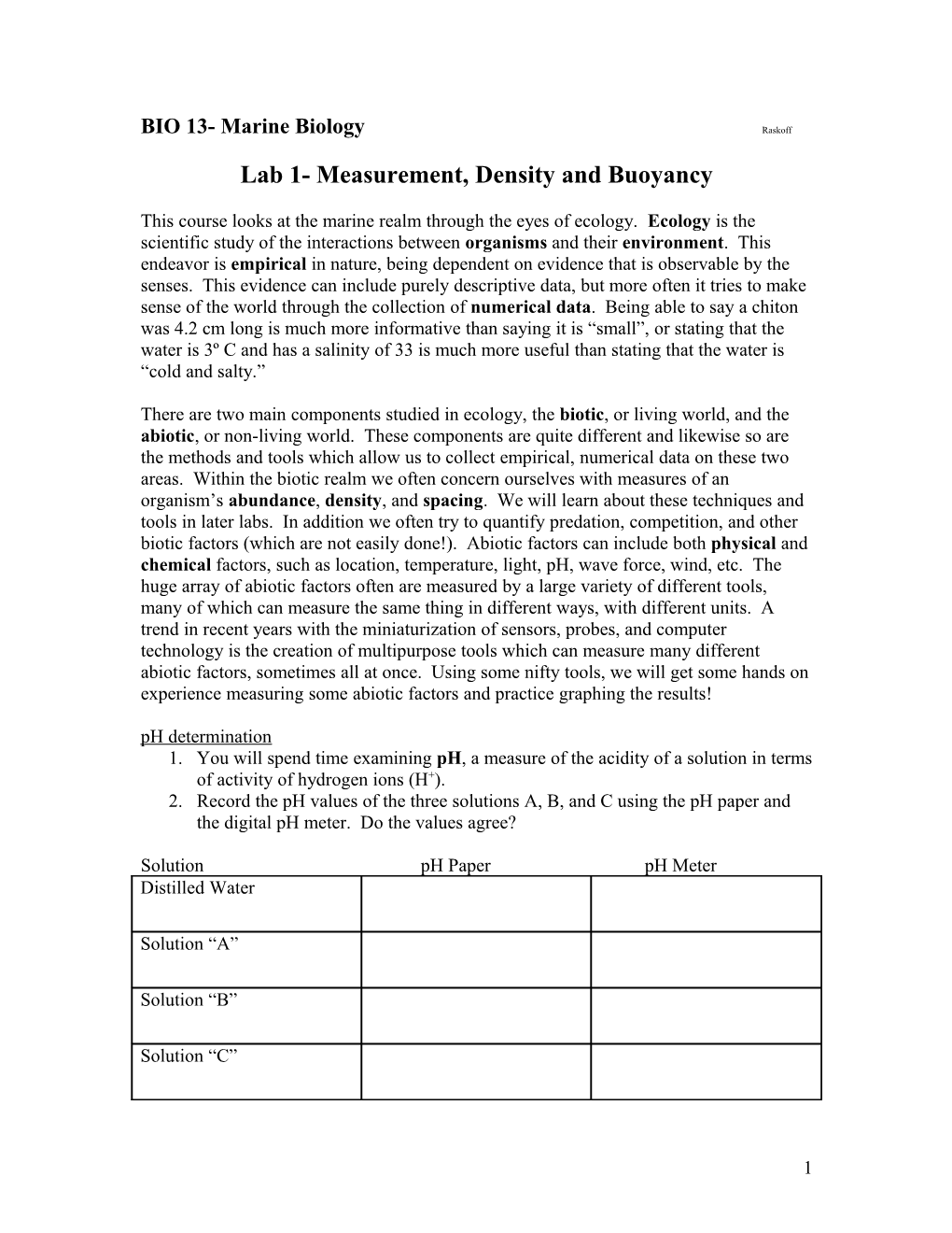 BIO 345- Marine Science