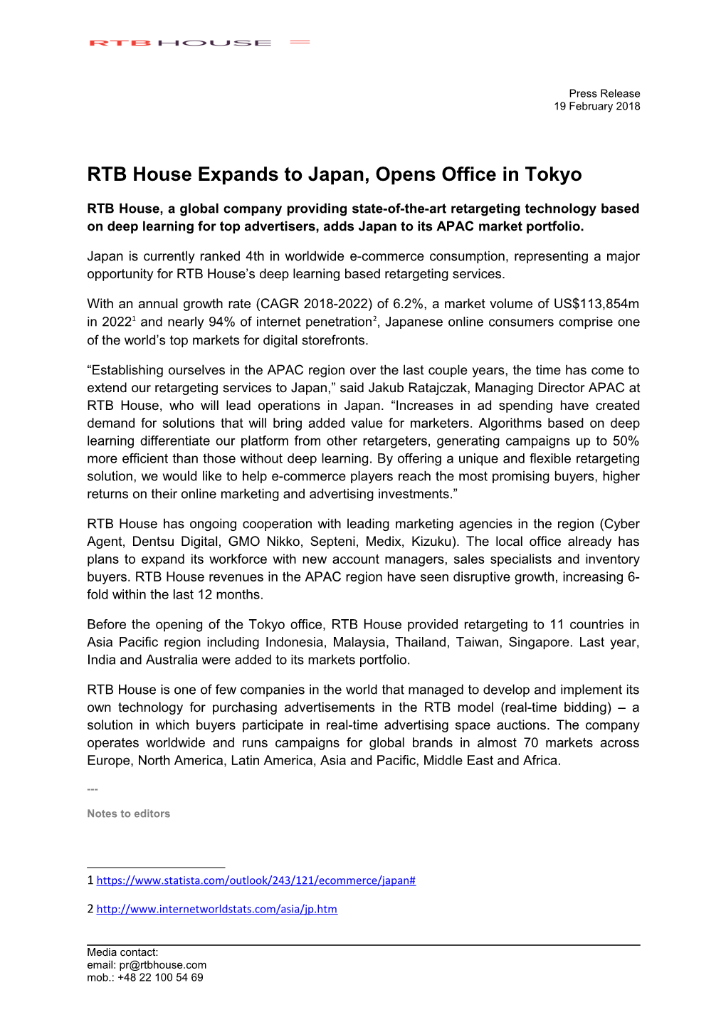 RTB House Expands to Japan, Opens Office in Tokyo