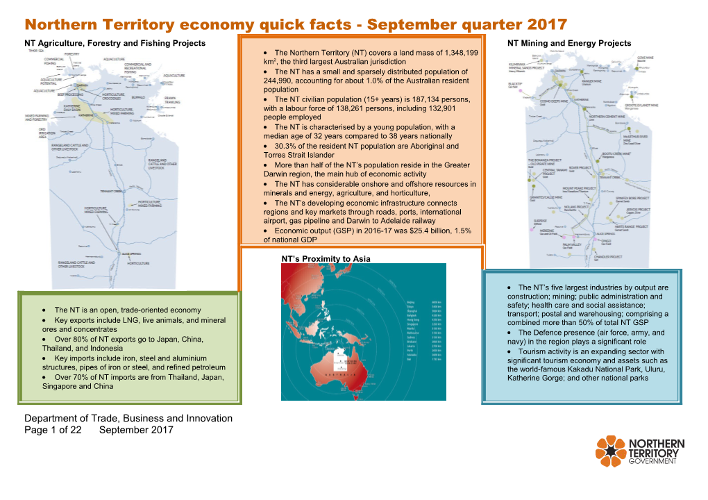 Northern Territory Economy Quick Facts - September Quarter 2017