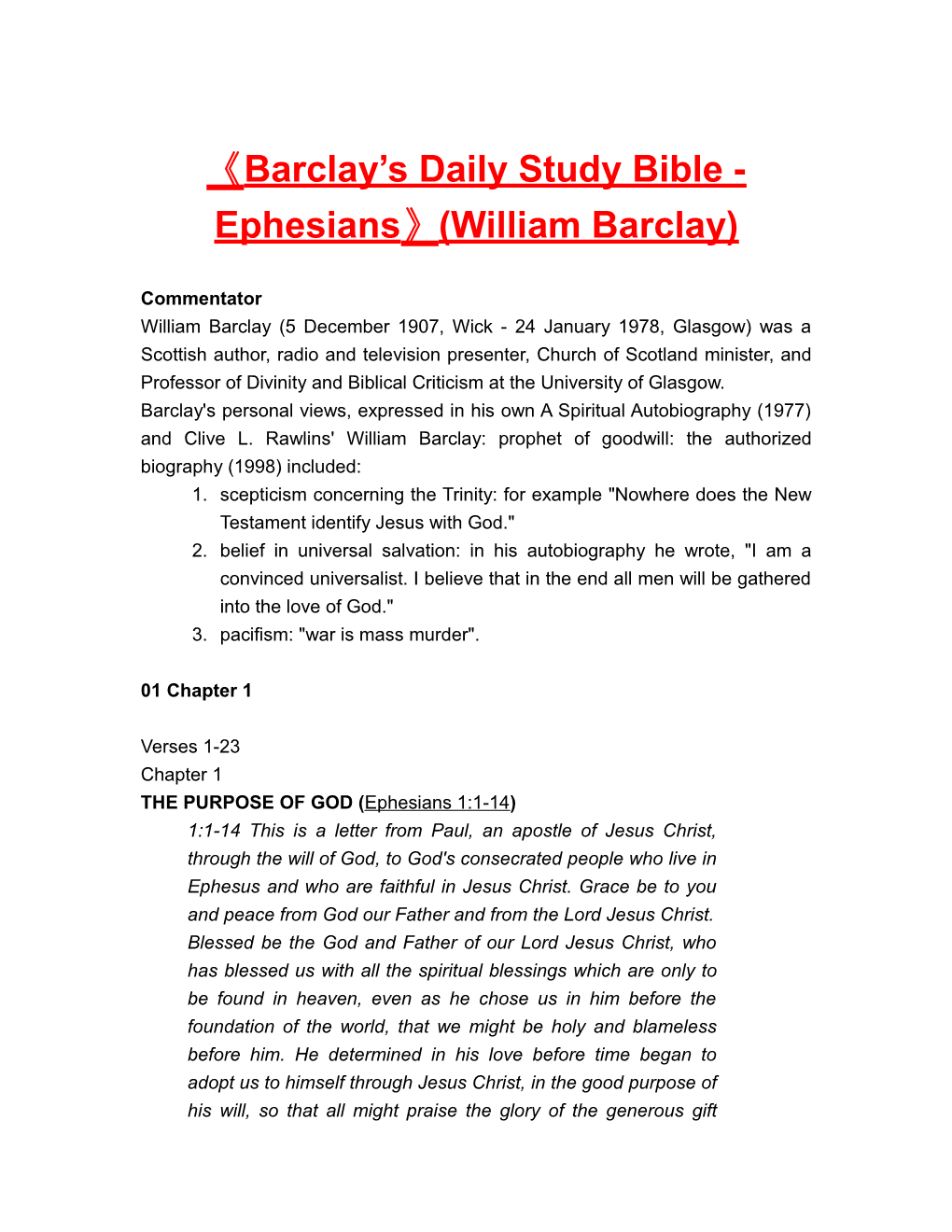 Barclay S Daily Study Bible-Ephesians (William Barclay)