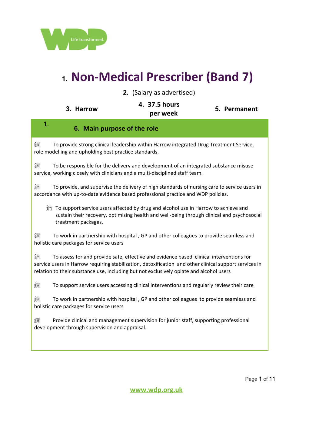 Non-Medical Prescriber (Band 7)