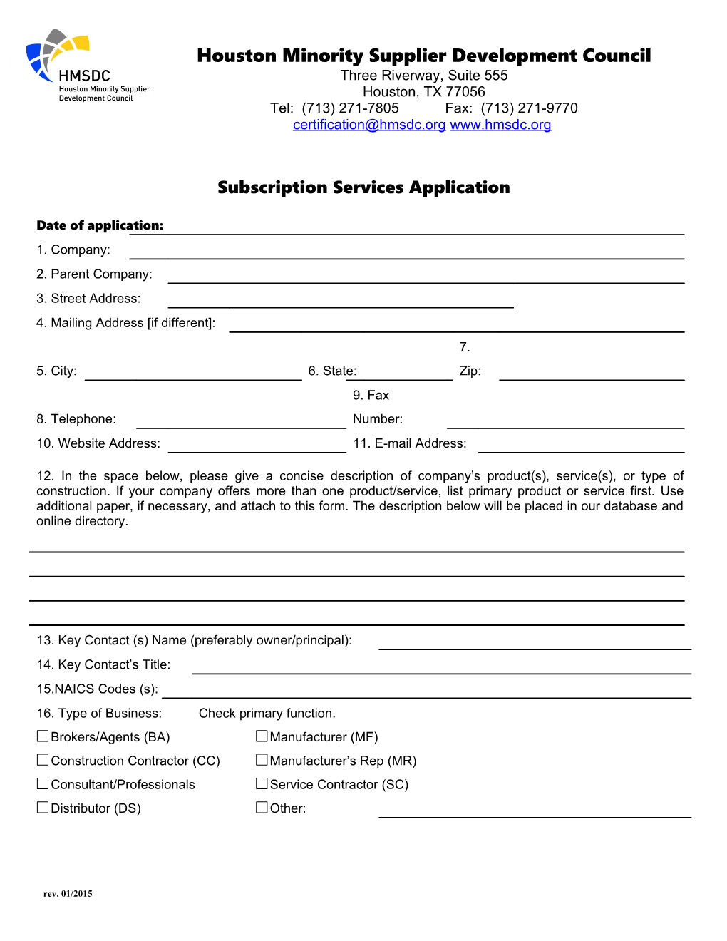 MBE Subscription Services Application Page1