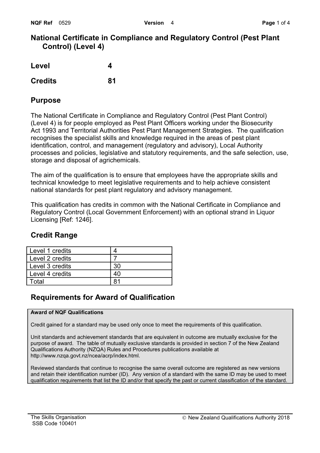 0529 National Certificate in Compliance and Regulatory Control (Pest Plant Control) (Level 4)