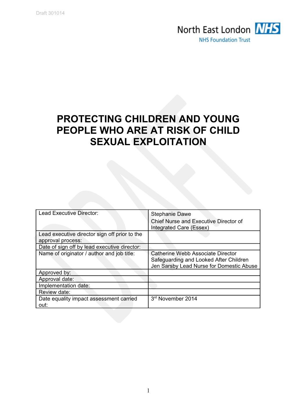 Protecting Children and Young People Who Are at Risk of Child Sexual Exploitation