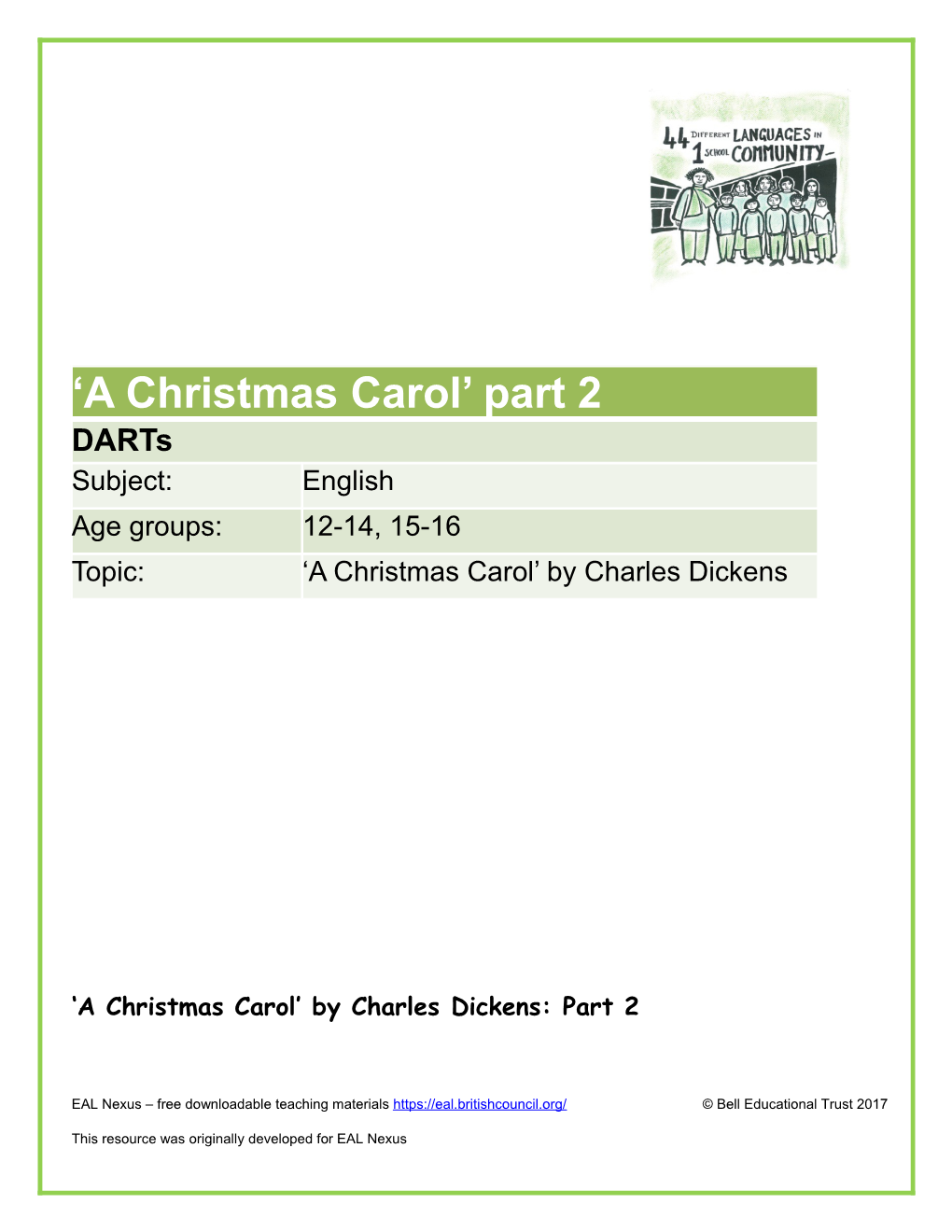 A Christmas Carol by Charles Dickens: Part2