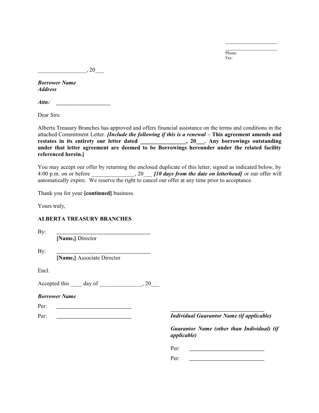 7520 - Commitment Letter - General Industry