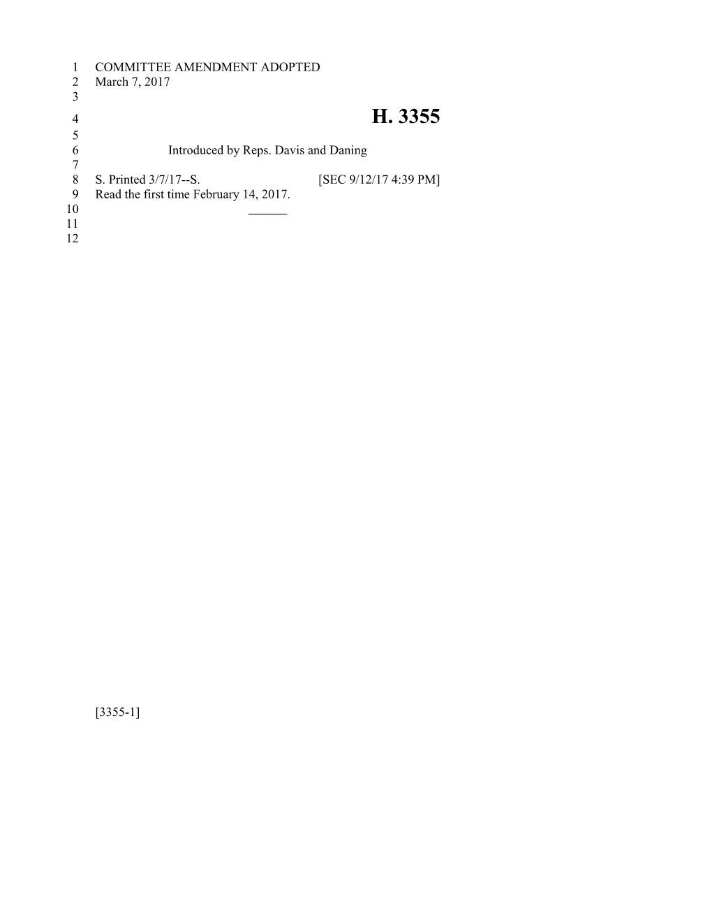 2017-2018 Bill 3355 Text of Previous Version (Sep. 12, 2017) - South Carolina Legislature Online