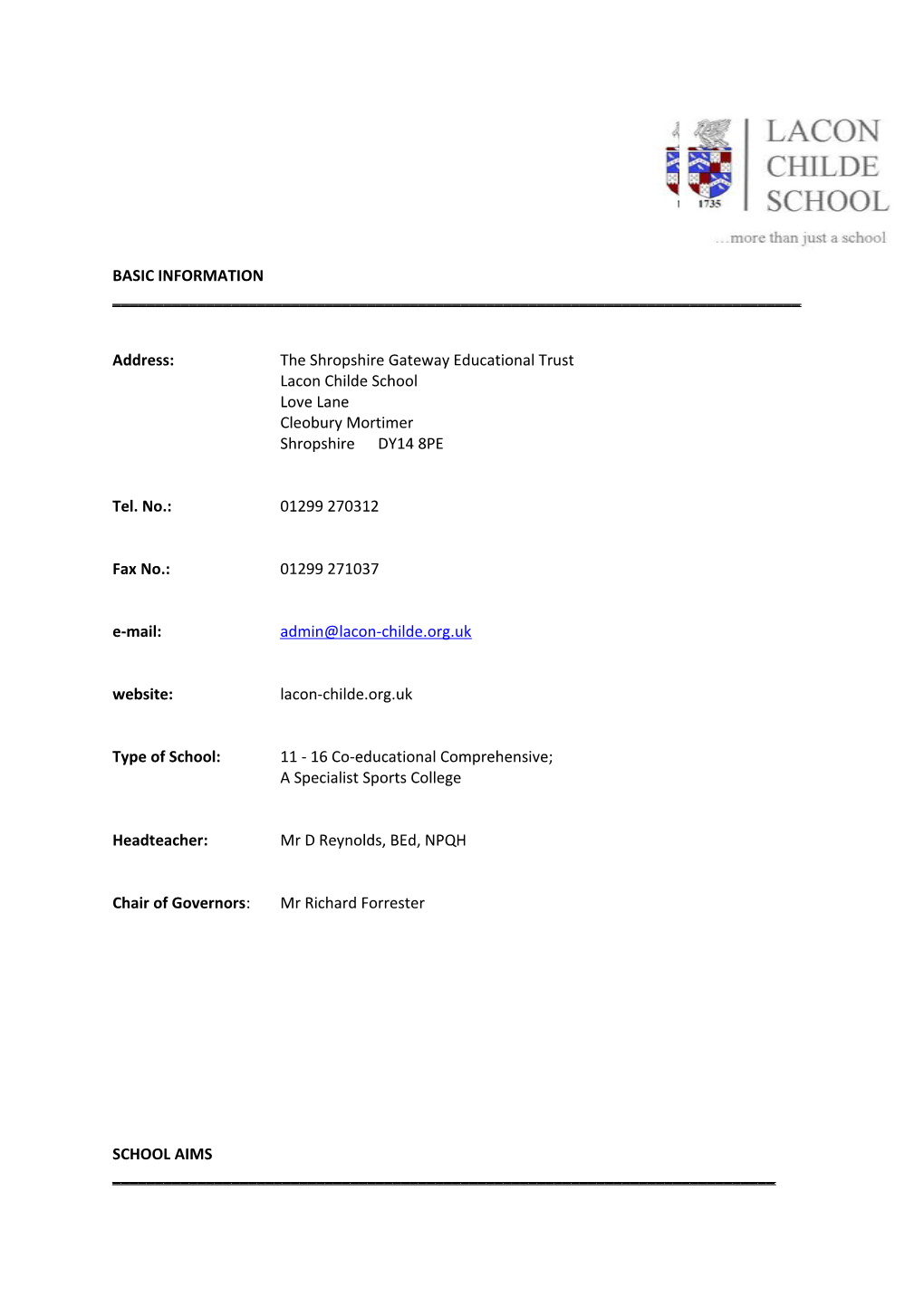 Address:The Shropshire Gateway Educational Trust