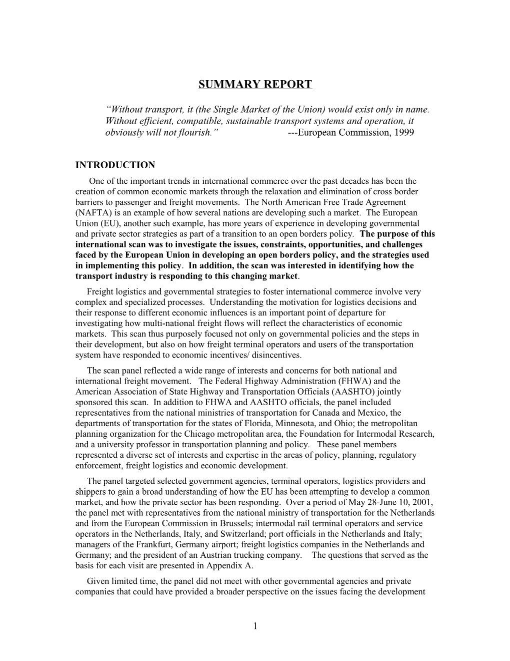 International Scan on Freight Transportation: Europe