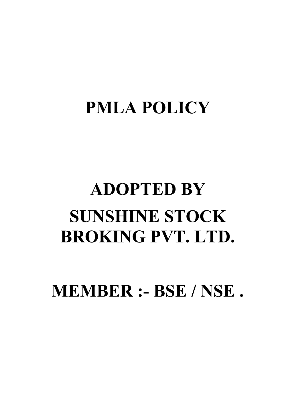 Sunshine Stock Broking Pvt.Ltd