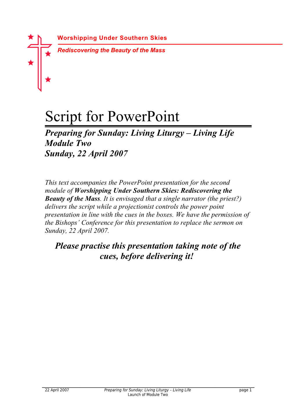 Script for Priest and Projectionist