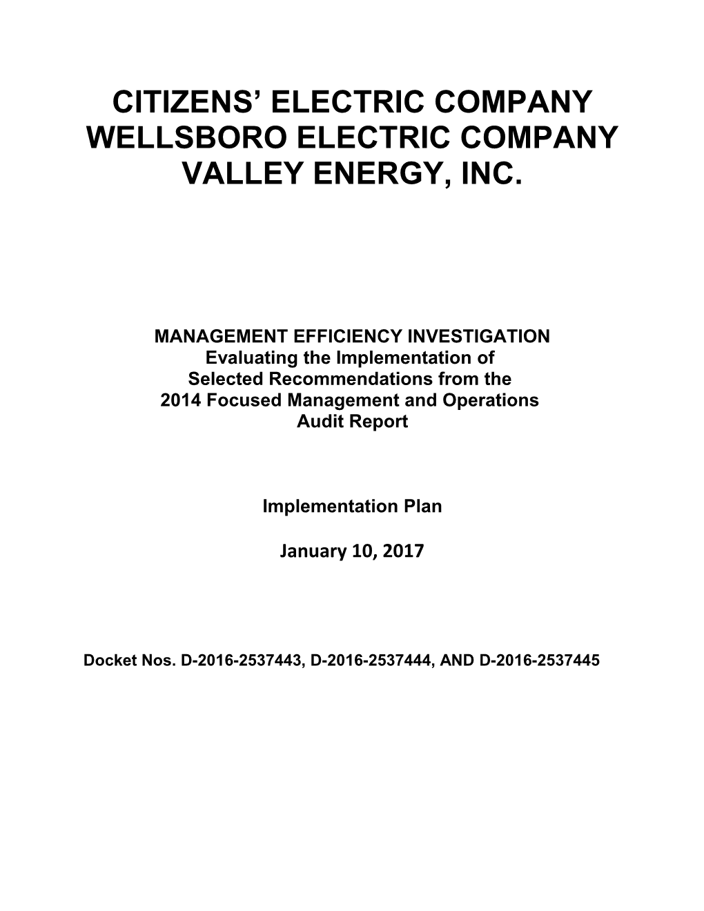 Citizens Electric Company Wellsboro Electric Company