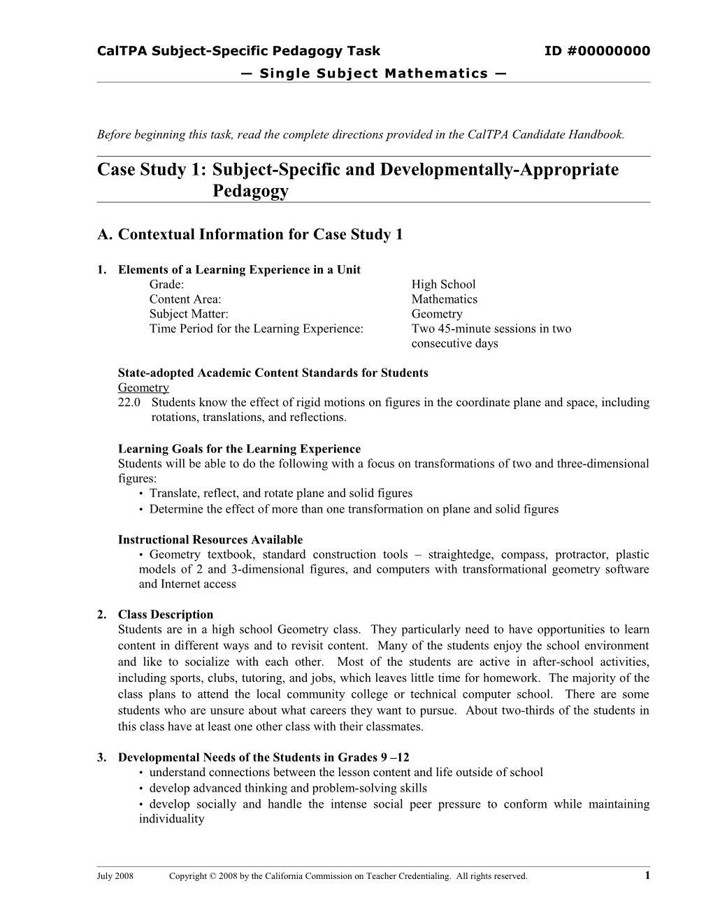 Step 1: Assessment Selection and Planning for the Whole Class