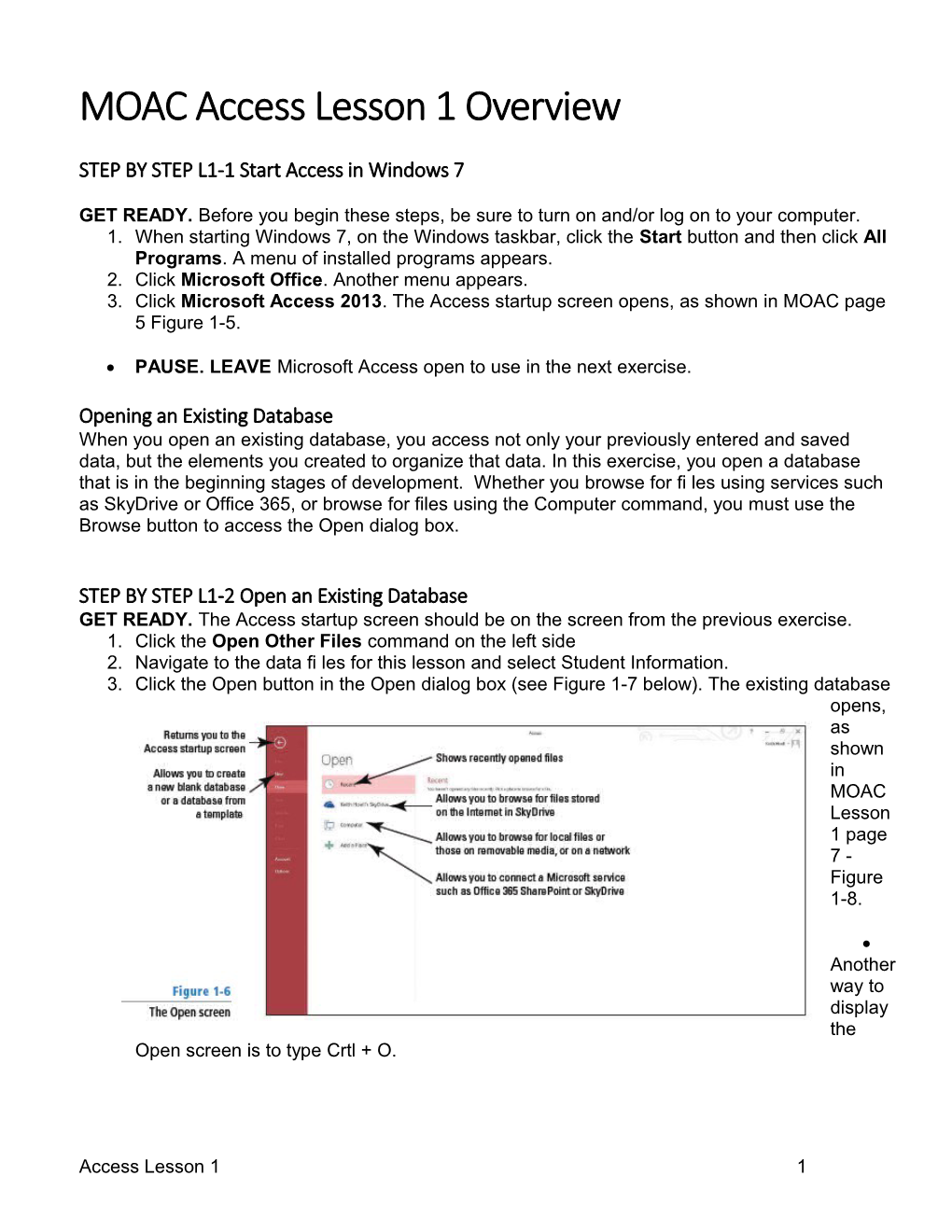 STEP by STEP L1-1 Start Access in Windows 7