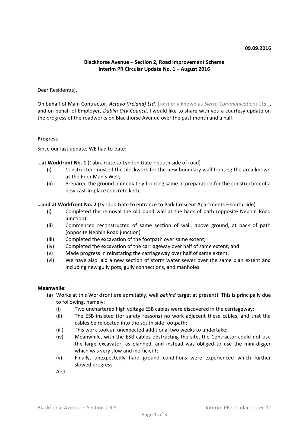 Blackhorse Avenue Section 2, Road Improvement Scheme