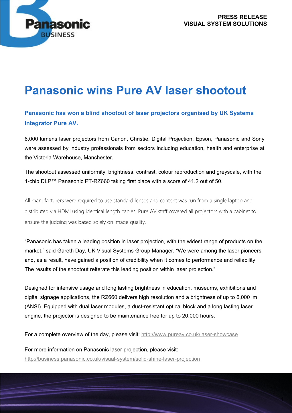 Panasonic Wins Pure AV Laser Shootout