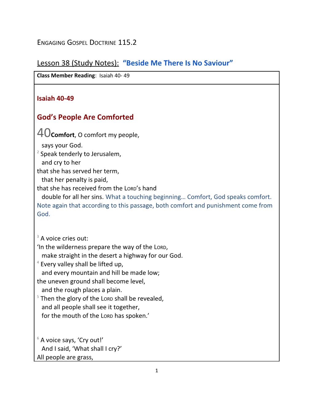Lesson 38 (Study Notes): Beside Me There Is No Saviour