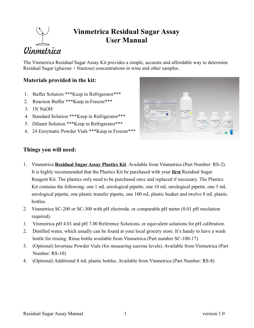 Vinmetrica Residual Sugar Assay