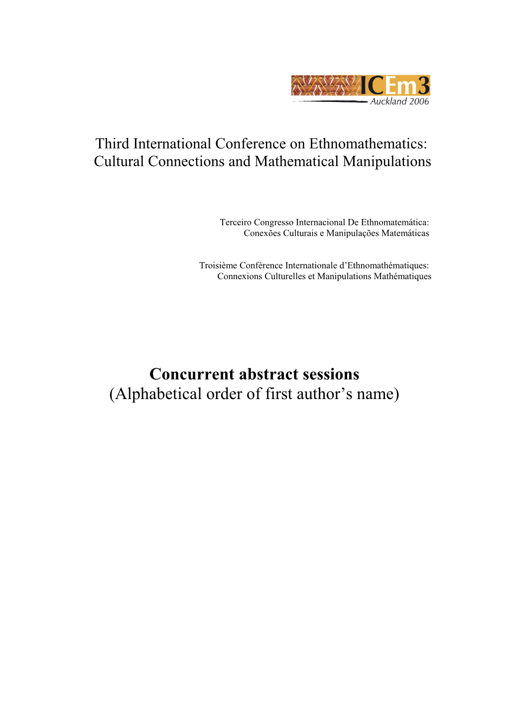 Third International Conference on Ethnomathematics