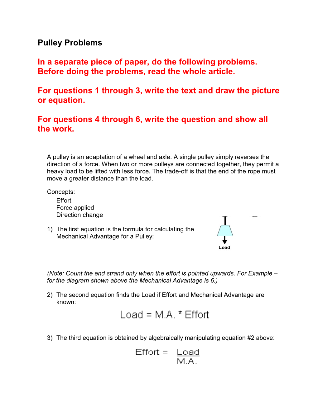 Pulley Problems in a Separate Piece of Paper, Do the Following Problems. Before Doing The