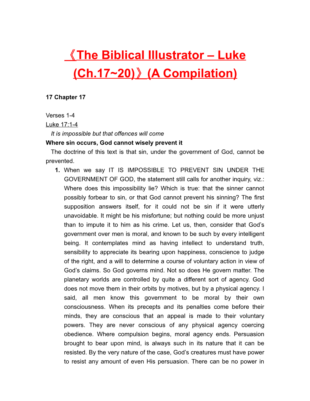 The Biblical Illustrator Luke (Ch.17 20) (A Compilation)