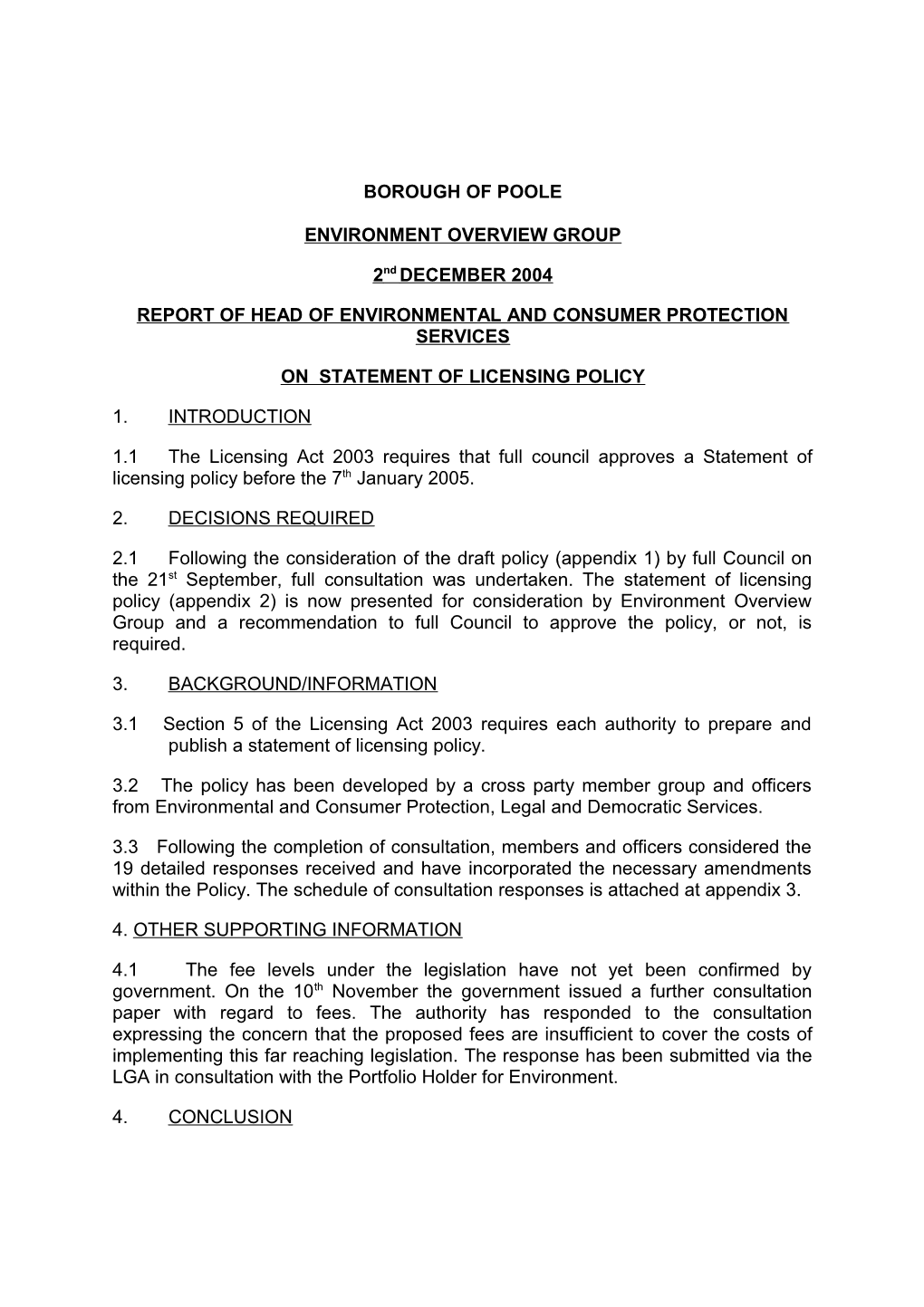 Statement of Licensing Policy