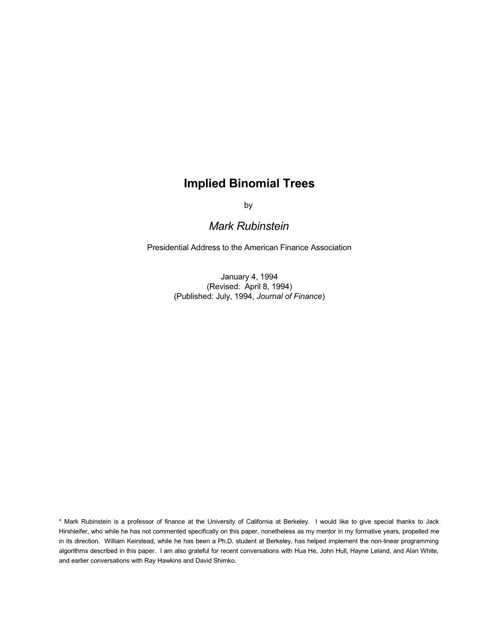 Implied Binomial Trees